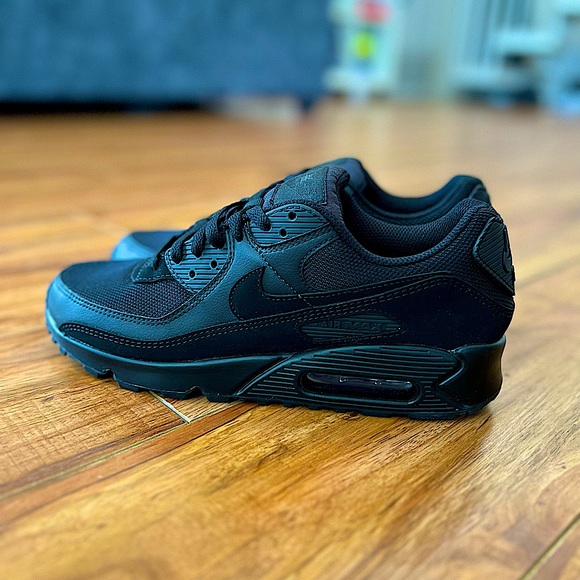 Nike Air Max 90 “Triple Black” Leather + Suede + Mesh - Picture 7 of 7